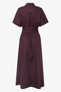 Midi Shirt Dress With Belt Brown (1)