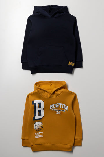 2 Pack Hoodies Navy And Yellow