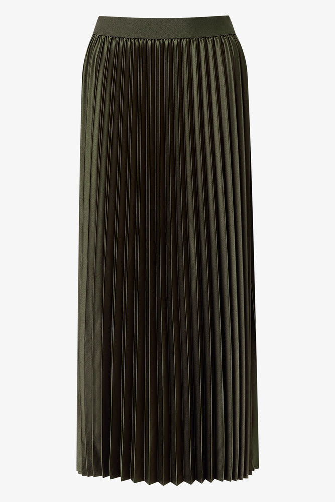 Satin Pleated Skirt Green