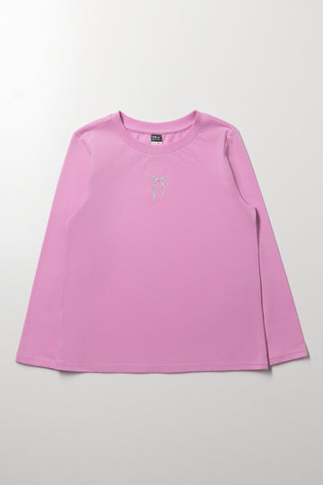 Bow  Long Sleeve T-Shirt Pink