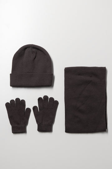 3 Piece Hat Set Charcoal