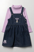 Minnie Mouse Denim Pinafore Set Blue And Lilac