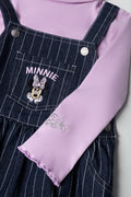 Minnie Mouse Denim Pinafore Set Blue And Lilac (1)