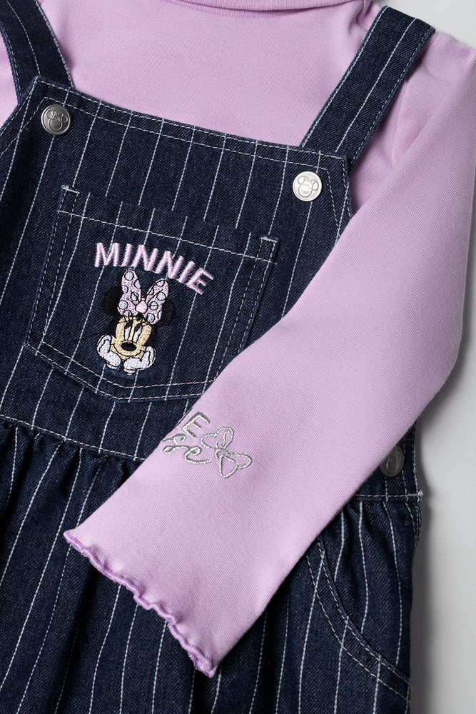 Minnie Mouse Denim Pinafore Set Blue And Lilac (1)