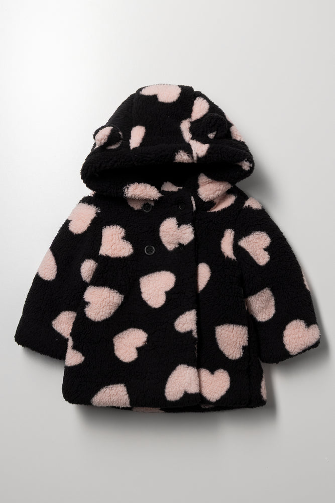 Heart Hooded Jacket Black