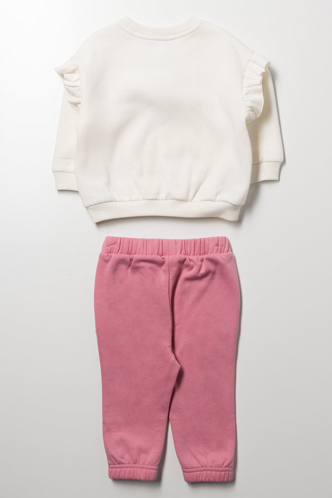 Hooded Tracksuit White And Pink (2)