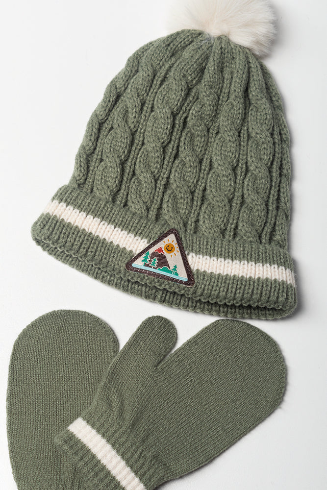 2 Piece Beanie Set Green (1)