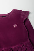 Frill Sleeve Rib Dress Purple (1)