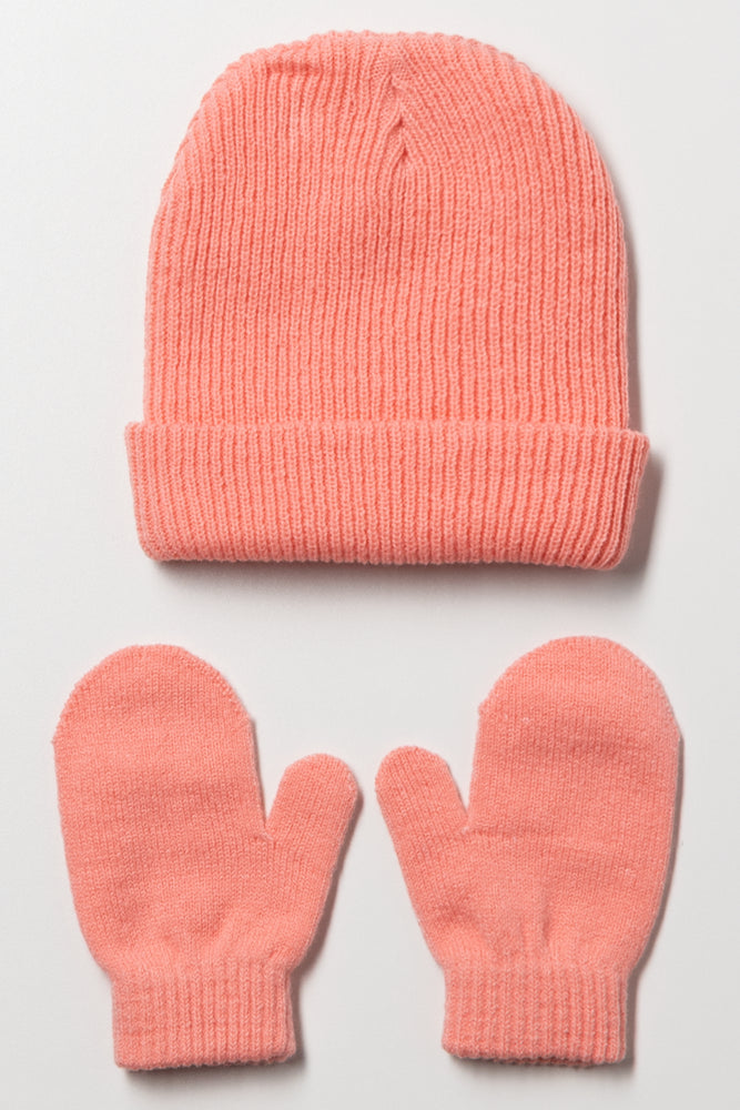 2 Piece Hat Set Coral