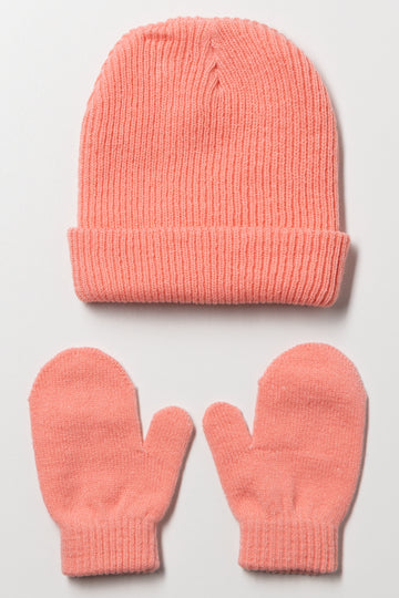 2 Piece Hat Set Coral