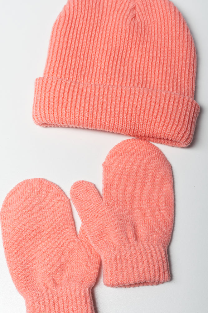 2 Piece Hat Set Coral (1)