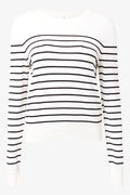 Stripe Long Sleeve Crew Neck Top  Black And White