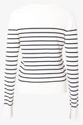 Stripe Long Sleeve Crew Neck Top  Black And White (1)