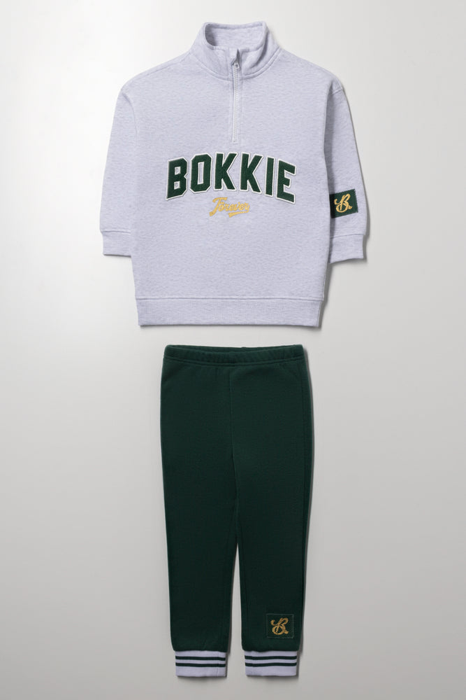 Bokkie Quarter Zip Set Grey And Green