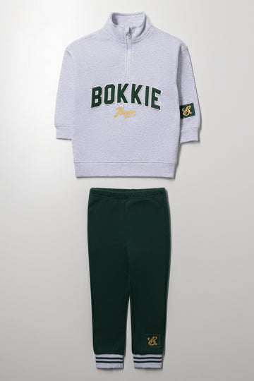 Bokkie Quarter Zip Set Grey And Green
