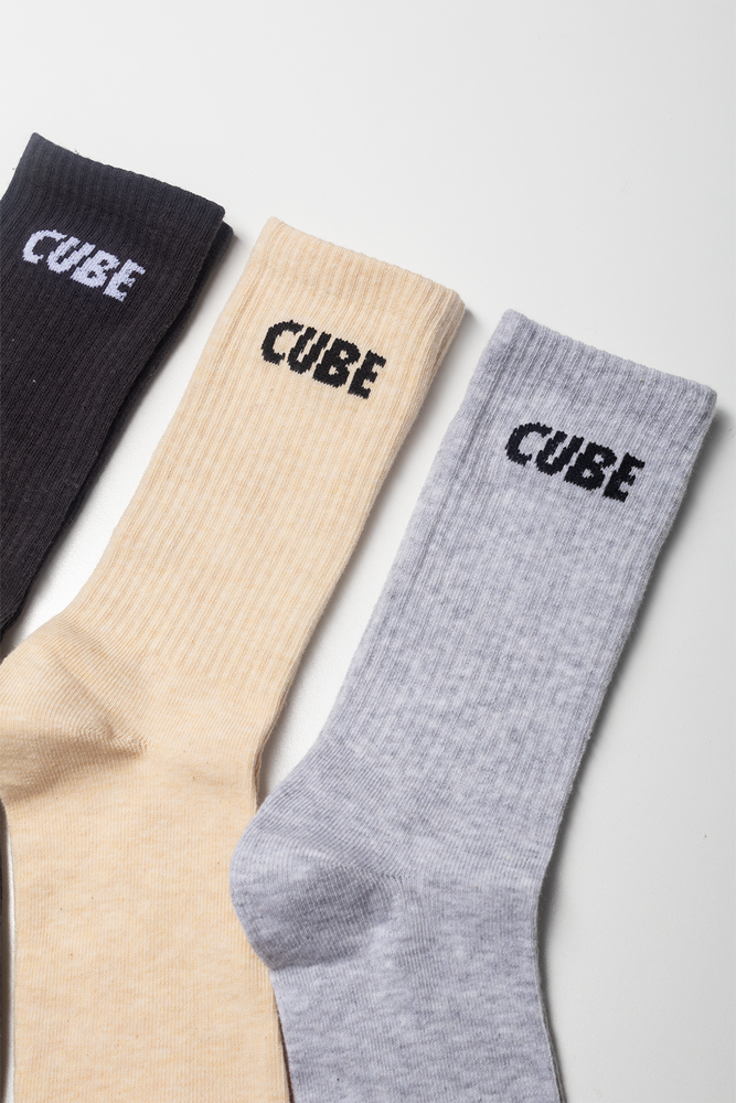 3 Packs Socks Black, Natural And Grey (1)