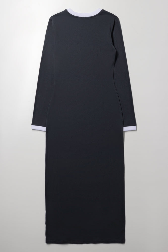 Bodycon Dress With Side Tape Dark Grey (3)