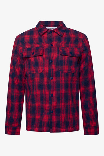 Front Pocket Shacket Red