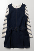 Sleeveless Denim Dress Set Blue