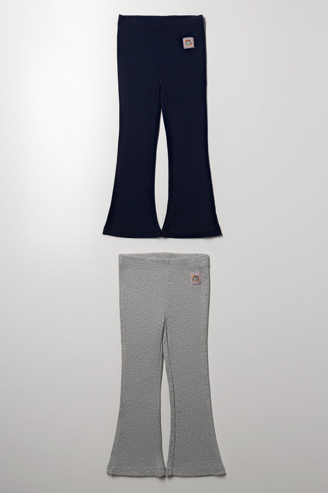 2 Pack Rib Leggings Navy And Grey