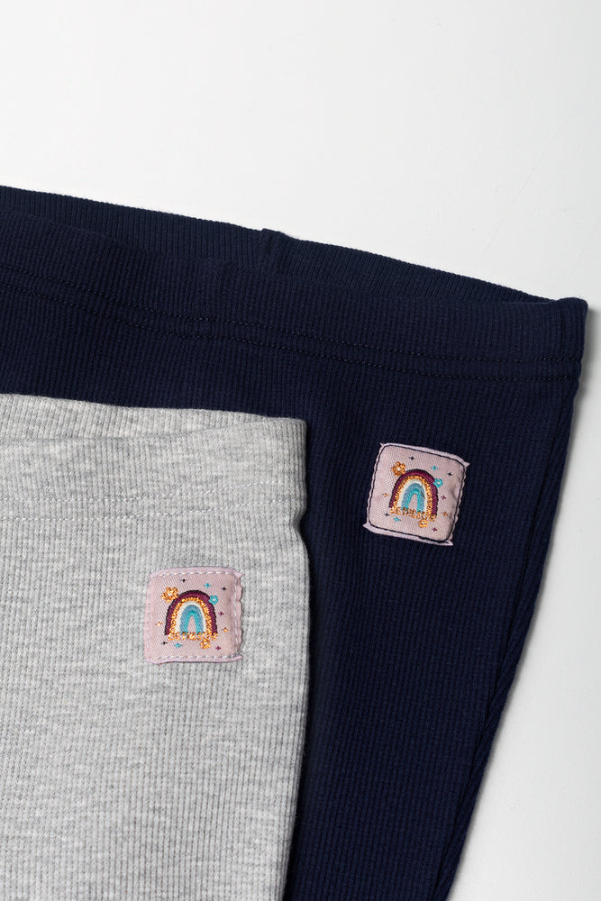 2 Pack Rib Leggings Navy And Grey