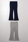 2 Pack Rib Leggings Navy And Grey (2)