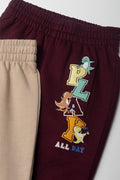 2 Pack Trackpants Burgundy And Natural (1)
