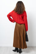Pleated Maxi Skirt Brown (2)