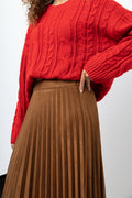 Pleated Maxi Skirt Brown (3)