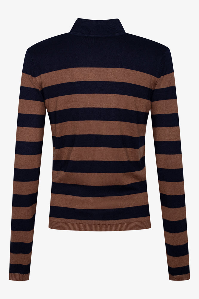 Stripe Long Sleeve Turtle Neck Navy And Natural (1)