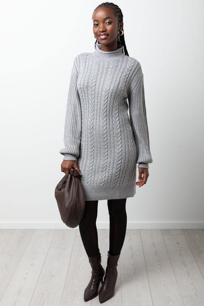 Cable Bodycon Dress Grey