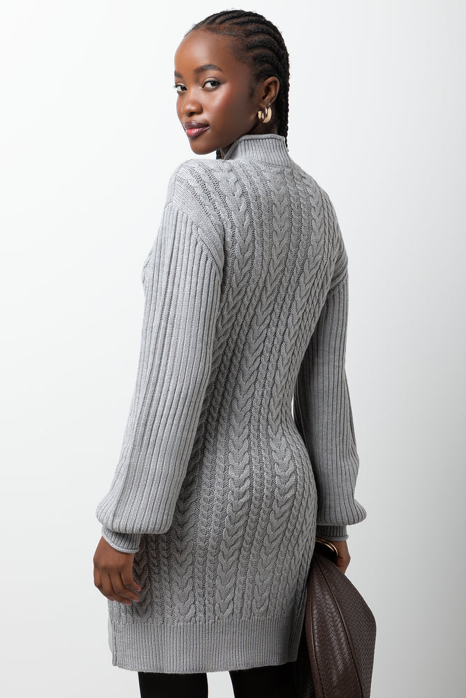 Cable Bodycon Dress Grey (2)