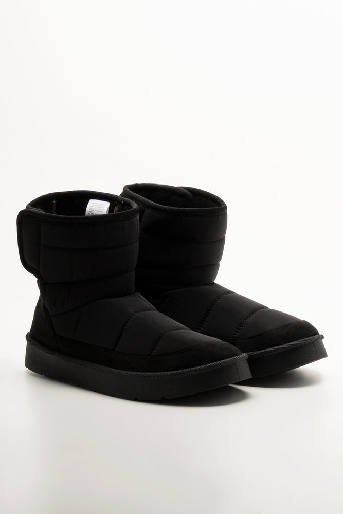 Quilted Comfort Boots Black