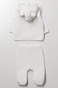 2 Piece Embossed Fleece Set White (3)