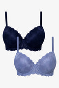 2 Pack Lace Bras Navy & Blue