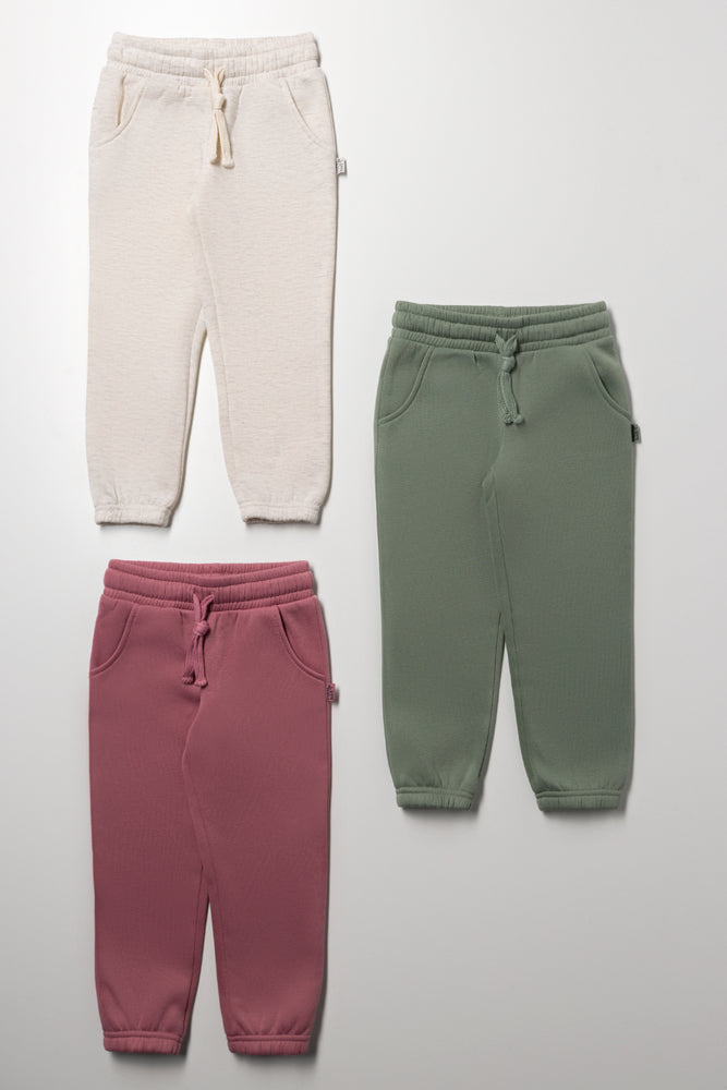 3 Pack Trackpants Natural, Purple And Green