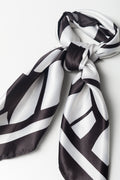 Printed Satin Scarf Black & White (1)