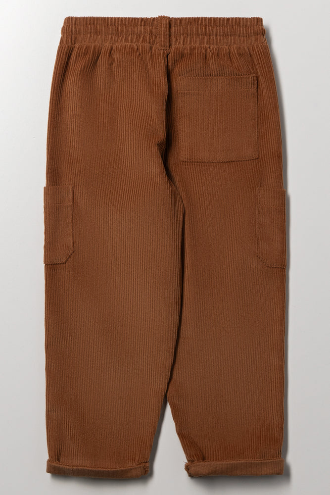 Corduroy Cargo Jogger Pants Rust (2)