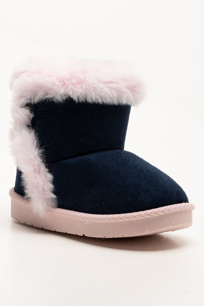 Fur Trim Boots Navy (1)