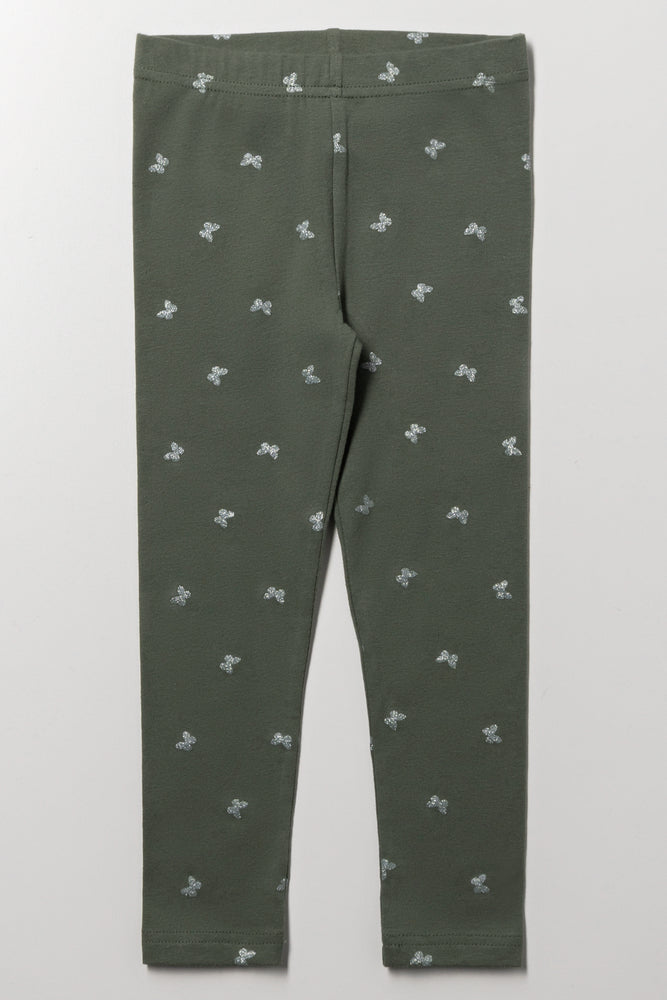 Butterfly Leggings Dark Green
