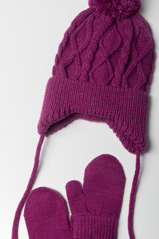 Hat And Mittens Set Magenta (1)