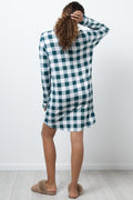 Check Button Up Sleepshirt Green (2)