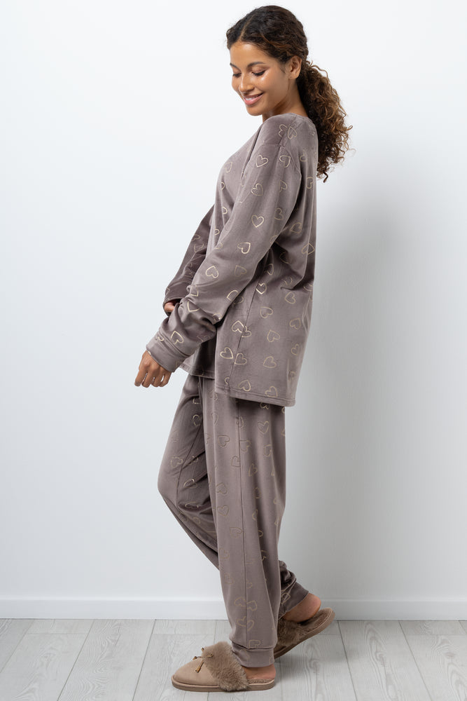 Mink Fleece Pyjama Set Brown (1)