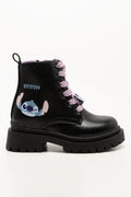 Stitch Lace Up Boots Black (1)