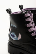 Stitch Lace Up Boots Black (3)