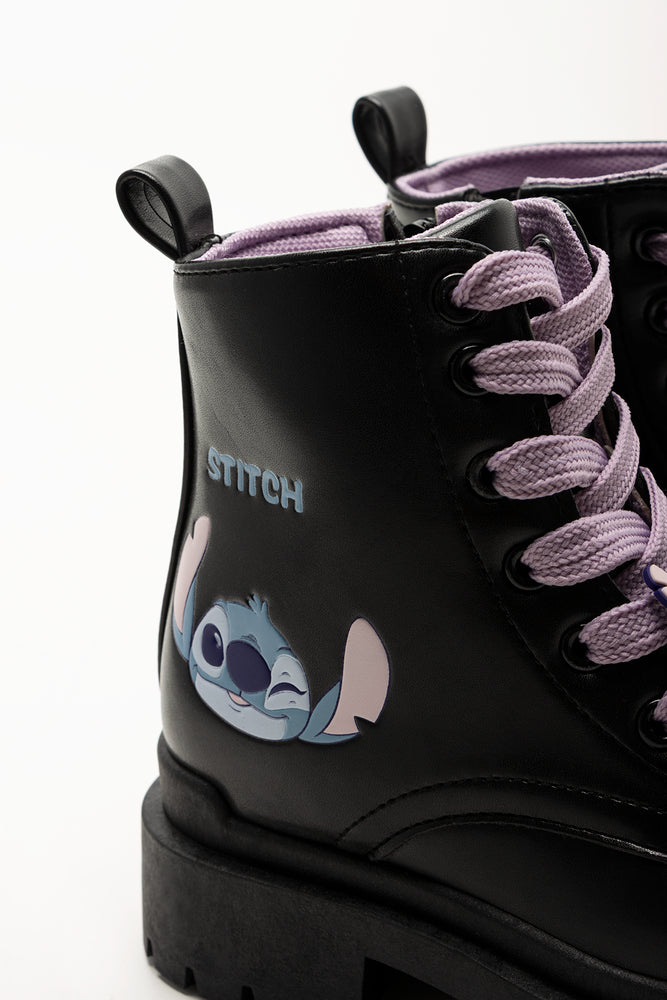 Stitch Lace Up Boots Black (3)