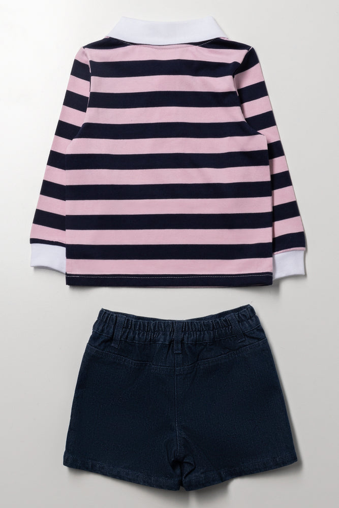 Stitch Golfer And Denim Skirt Set (2)
