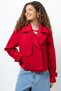 Cropped Melton Coat Red