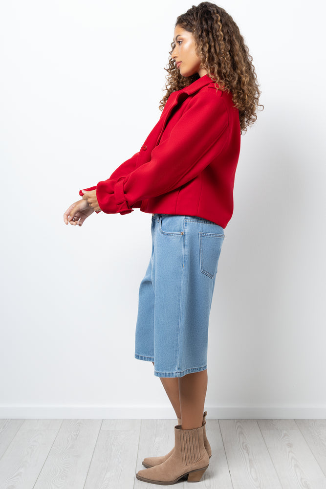 Cropped Melton Coat Red (1)