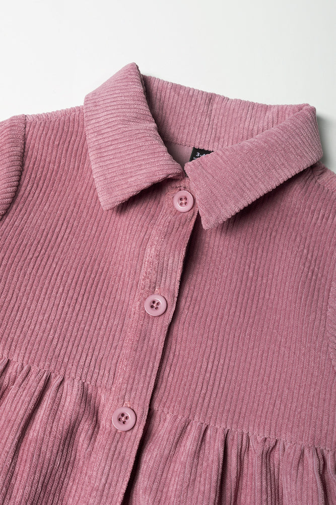 Tiered Corduroy Dress Pink (1)